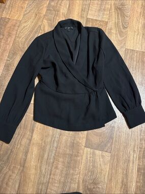 J crew Black Wrap-Style Long Sleeve 2 petite